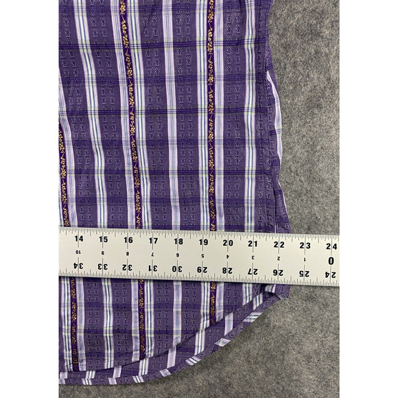 Robert Graham Shirt Mens Large Purple Plaid Floral Stripe Button Up - Picture 4 of 16